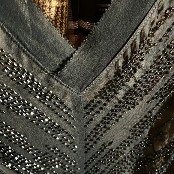 Express vintage Y2K double V black sheer lined & beaded cocktail tank top - Picture 2 of 6